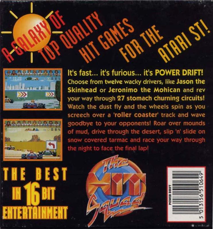 Back Cover for Power Drift (Atari ST) (Hit Squad release)