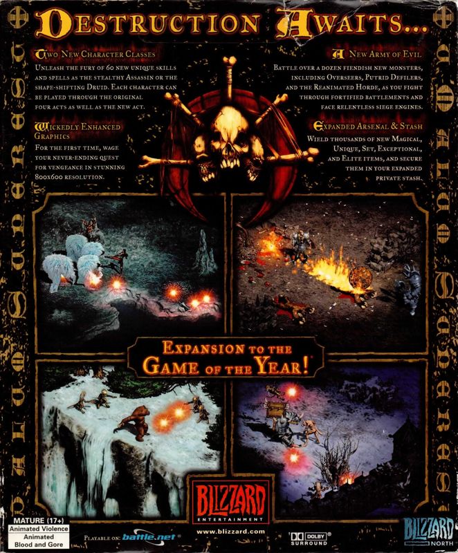 Back Cover for Diablo II: Lord of Destruction (Macintosh and Windows)