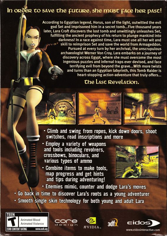 Back Cover for Tomb Raider: The Last Revelation (Windows) (Selectsoft release)