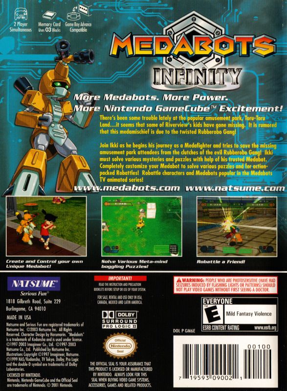 Back Cover for Medabots: Infinity (GameCube)