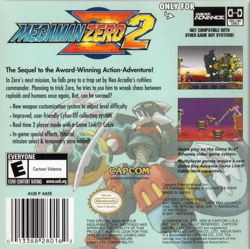 Back Cover for Mega Man Zero 2 (Game Boy Advance)