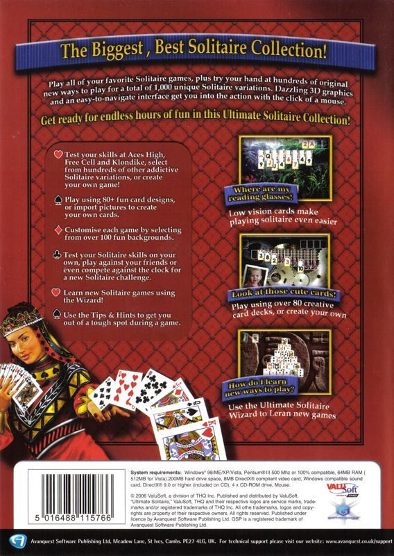 Back Cover for Ultimate Solitaire 1000 (Windows)