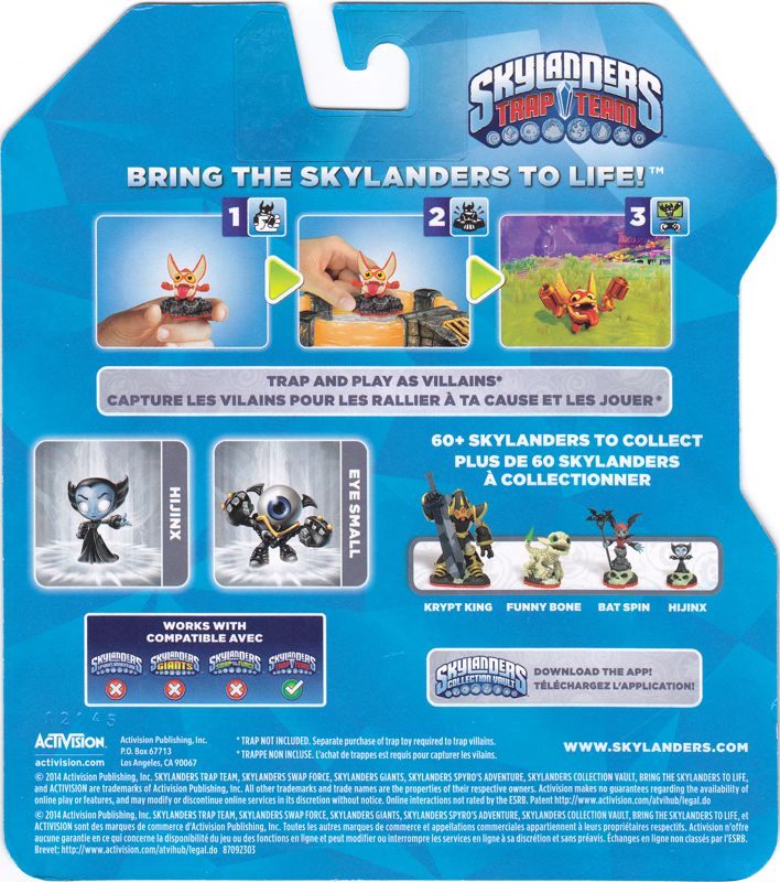 Back Cover for Skylanders: Trap Team - Hijinx & Eye Small (Android and Nintendo 3DS and PlayStation 3 and PlayStation 4 and Wii and Wii U and Xbox 360 and Xbox One and iPad)