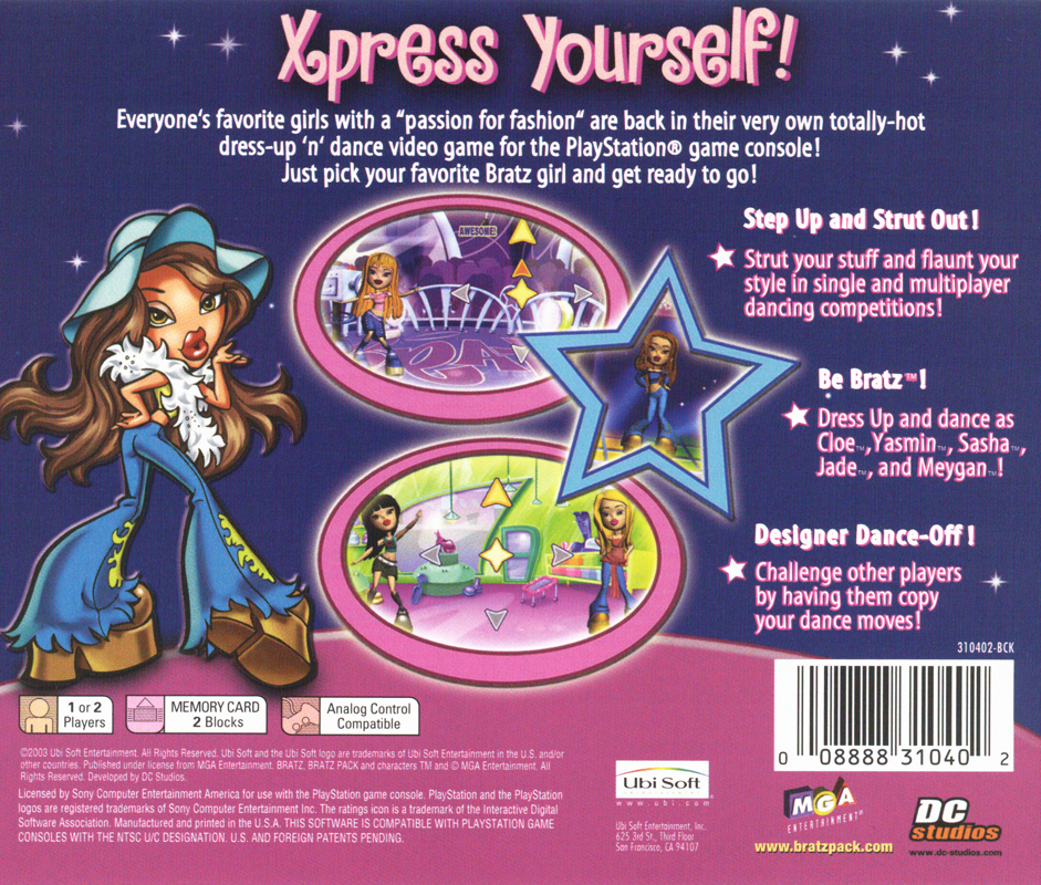 Back Cover for Bratz (PlayStation)