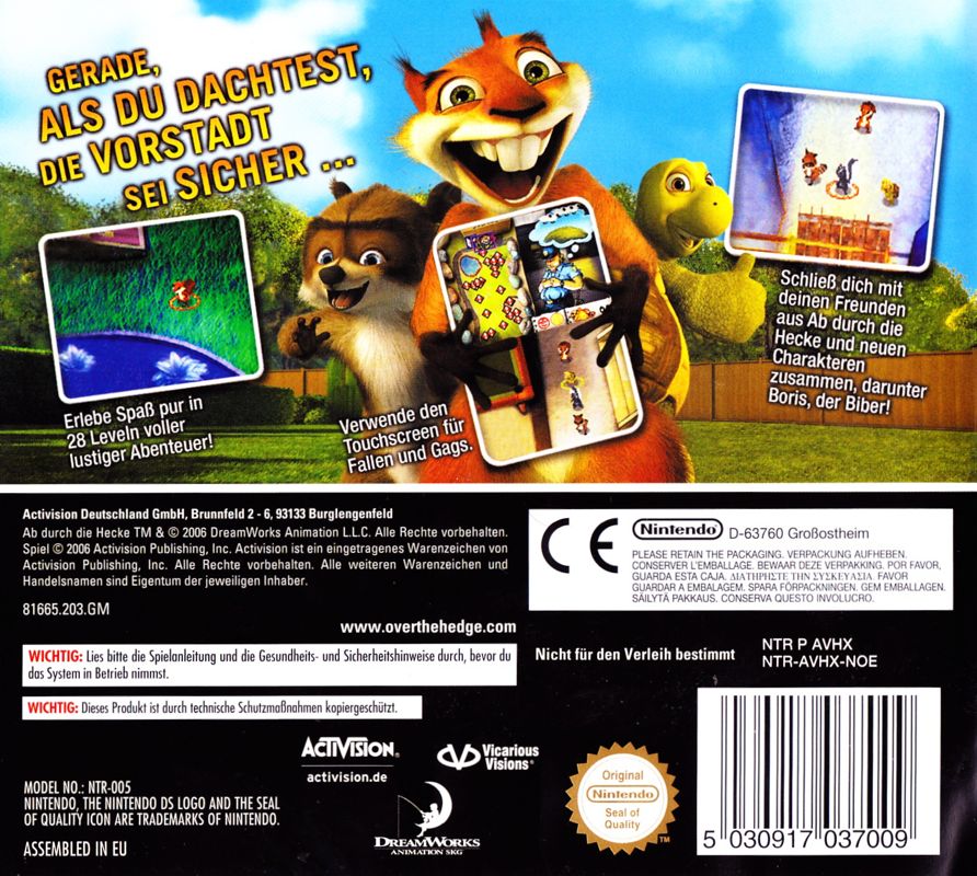 Back Cover for Over the Hedge: Hammy Goes Nuts! (Nintendo DS)