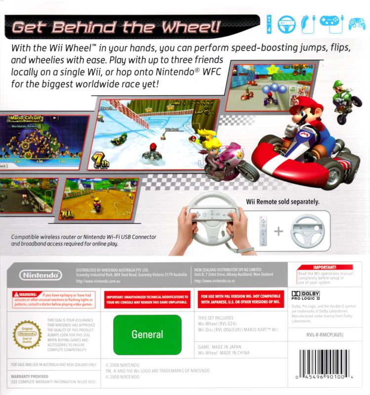Back Cover for Mario Kart Wii (Wii) (Bundled with Wii Wheel)