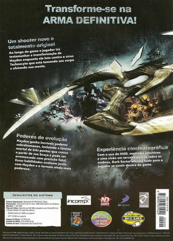 Back Cover for Dark Sector (Windows) (Fullgames #99 covermount)