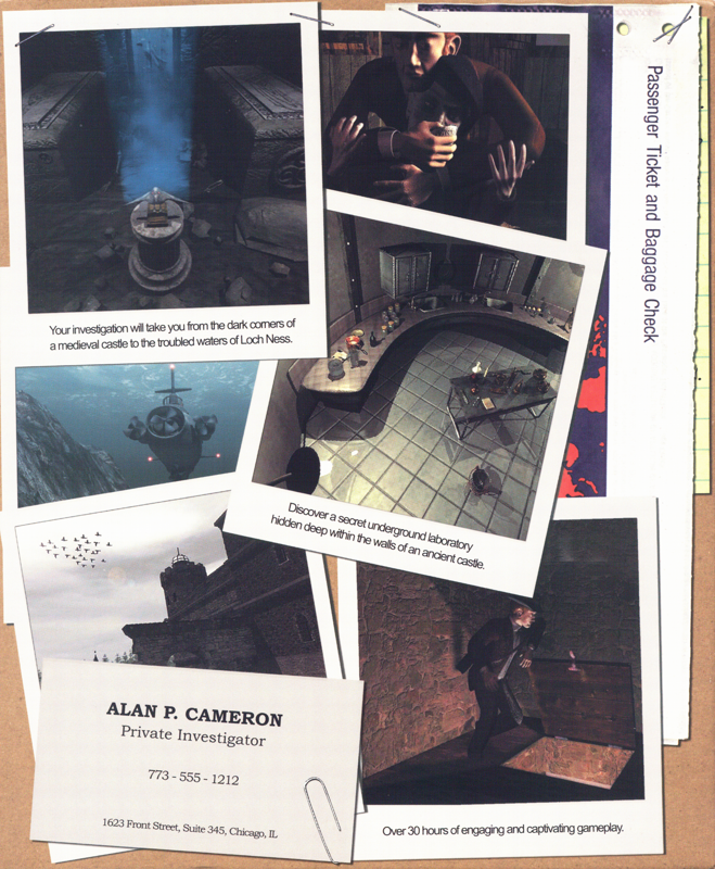Inside Cover for The Cameron Files: Secret at Loch Ness (Windows) (Original Big Box Release): Right
