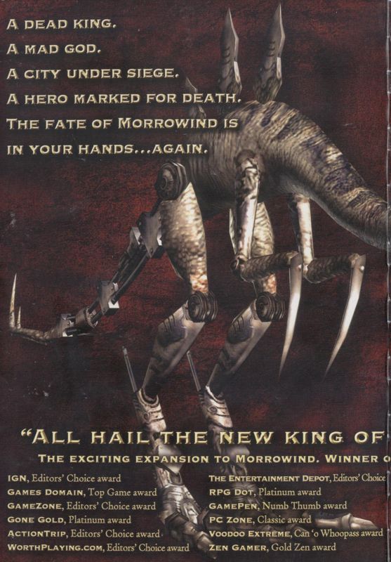 Inside Cover for The Elder Scrolls III: Tribunal (Windows): Left Flap