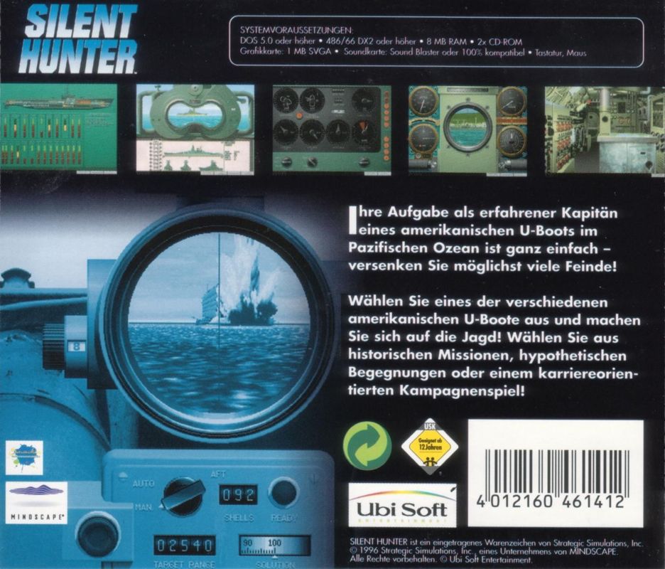 Back Cover for Silent Hunter (DOS) (Software Pyramide release)