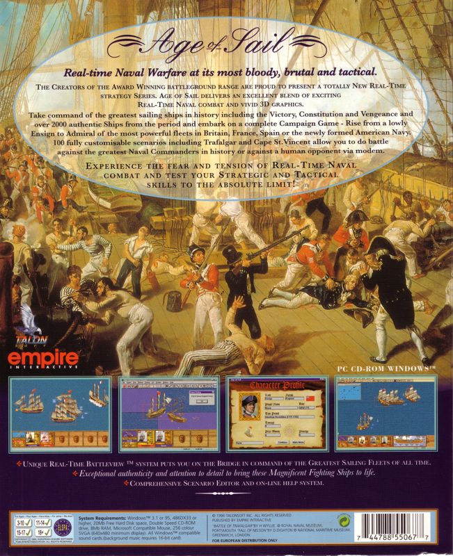 Back Cover for Age of Sail (Windows and Windows 16-bit)