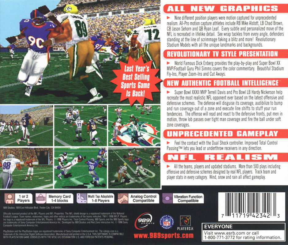 NFL GameDay 99 cover or packaging material - MobyGames