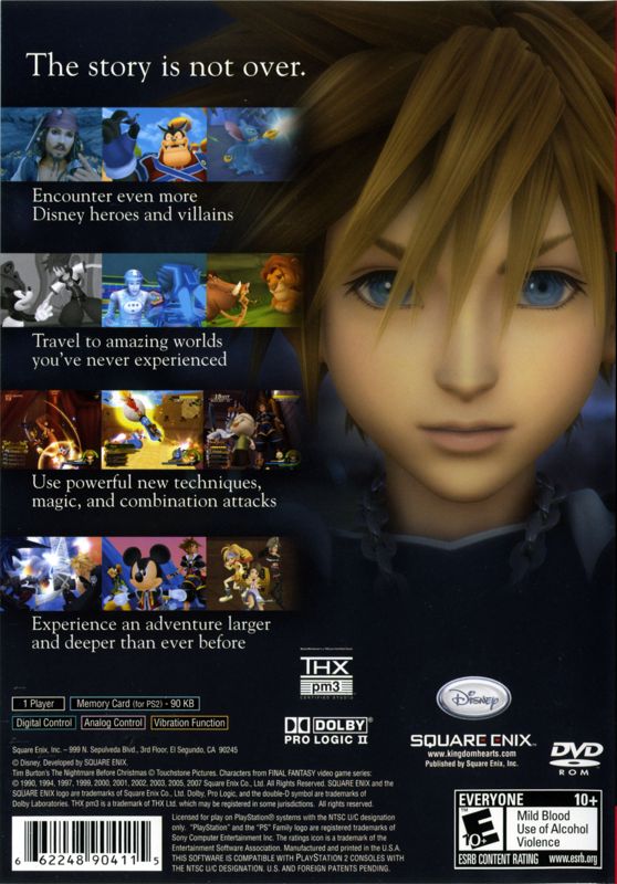 Back Cover for Kingdom Hearts II (PlayStation 2) (Greatest Hits release)