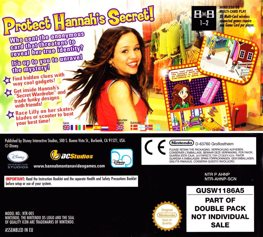 Other for Disney on the Go - Double Pack: Hannah Montana / The Suite Life of Zack & Cody: Circle of Spies (Nintendo DS): Hannah DS Case - Back
