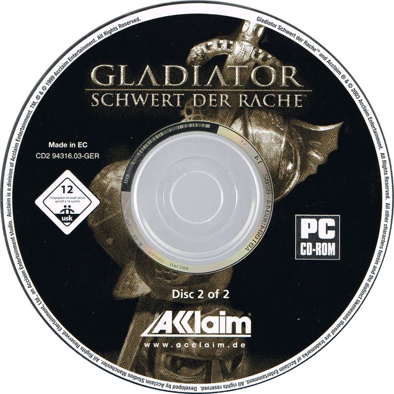 Media for Gladiator: Sword of Vengeance (Windows) (USK 12 censored re-release): Disc 2