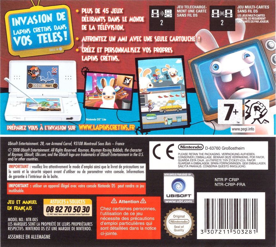 Back Cover for Rayman: Raving Rabbids TV Party (Nintendo DS)