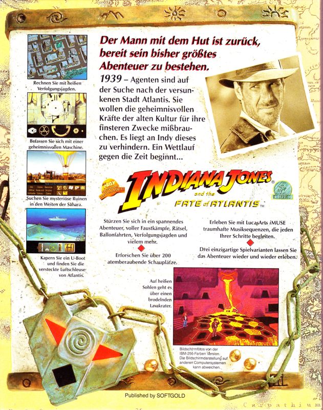 Back Cover for Indiana Jones and the Fate of Atlantis (DOS) (Enhanced version with English voice output)