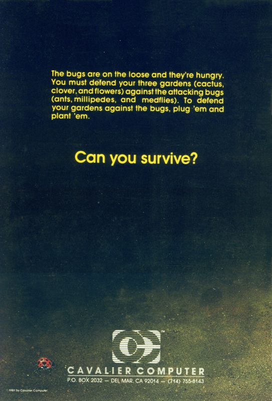 Back Cover for Bug Attack (Apple II)