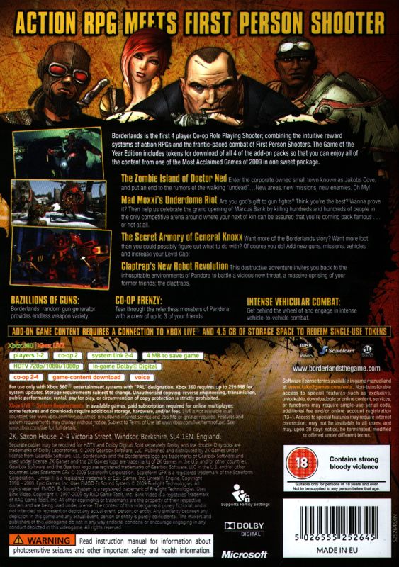 Borderlands: Game Of The Year Edition - Brand New For Xbox One & Xbox 360 (NTSC)