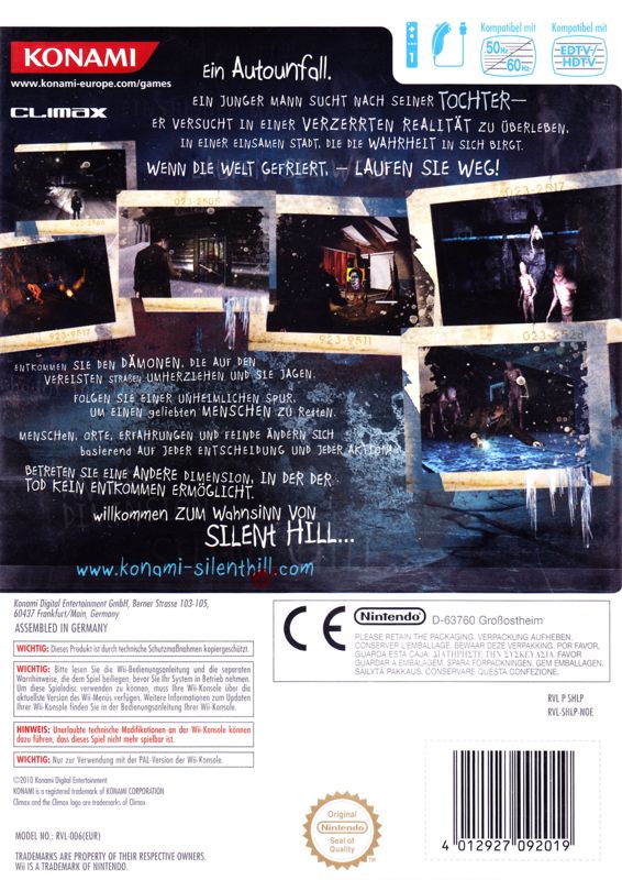 Back Cover for Silent Hill: Shattered Memories (Wii)
