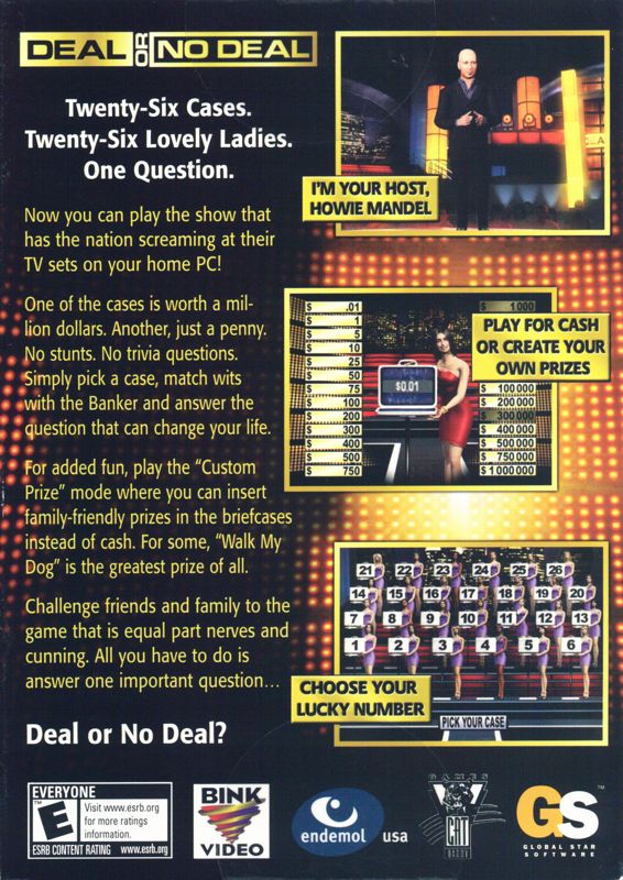 Back Cover for Deal or No Deal (Windows)