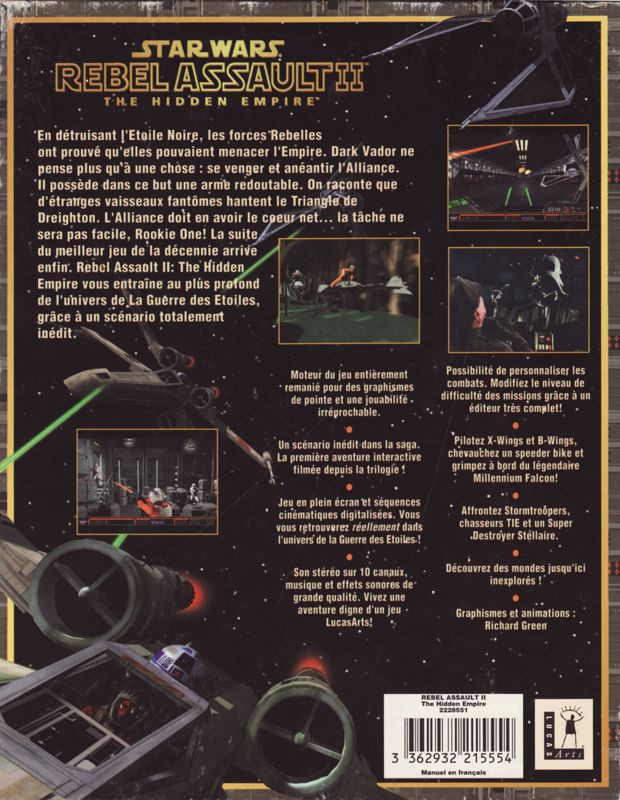 Back Cover for Star Wars: Rebel Assault II - The Hidden Empire (DOS and Windows)
