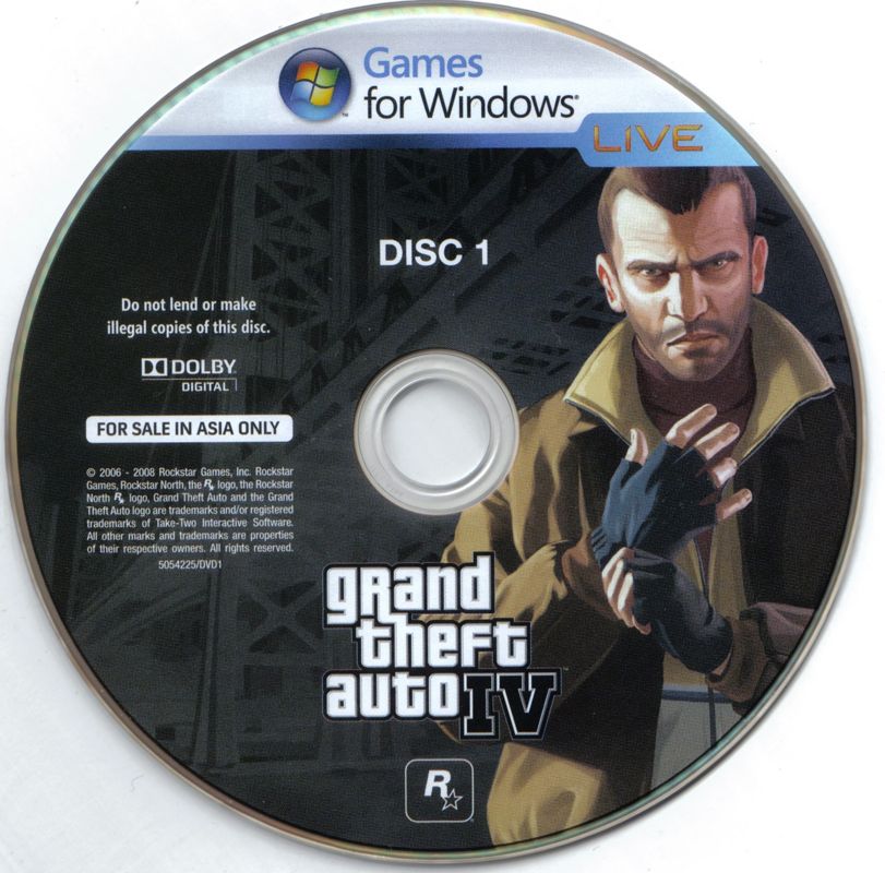 Media for Grand Theft Auto IV (Windows) (Asia Only release): Disc 1