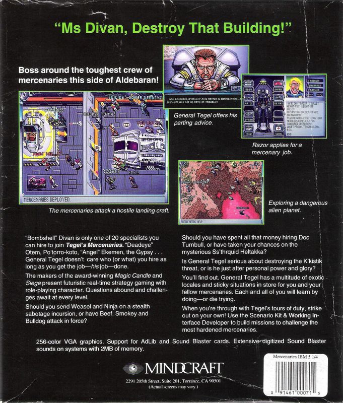 Back Cover for Tegel's Mercenaries (DOS) (5.25" Disk Version)