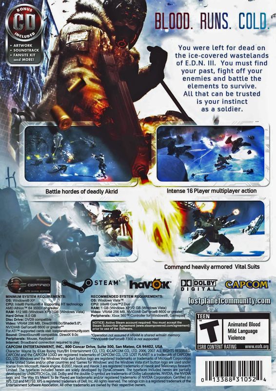 Back Cover for Lost Planet: Extreme Condition (Windows)