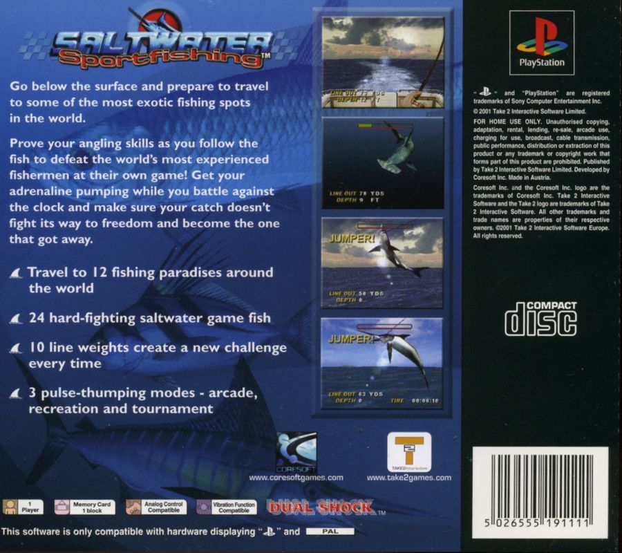 Back Cover for Saltwater Sportfishing (PlayStation)