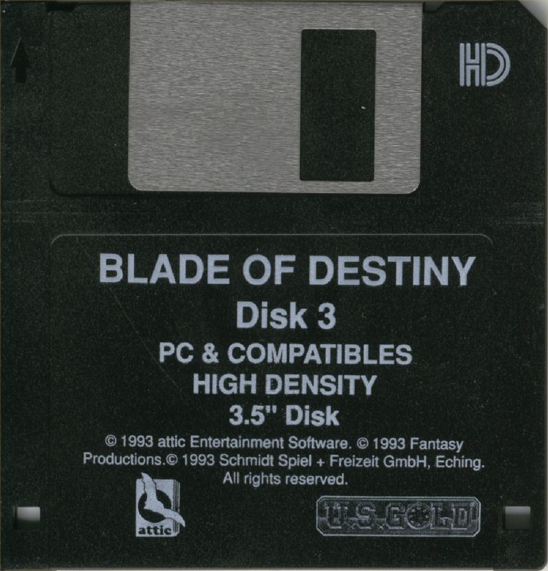 Media for Realms of Arkania: Blade of Destiny (DOS): Disk 3