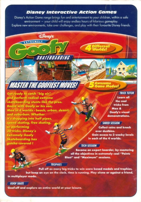 Back Cover for Disney's Extremely Goofy Skateboarding (Windows)