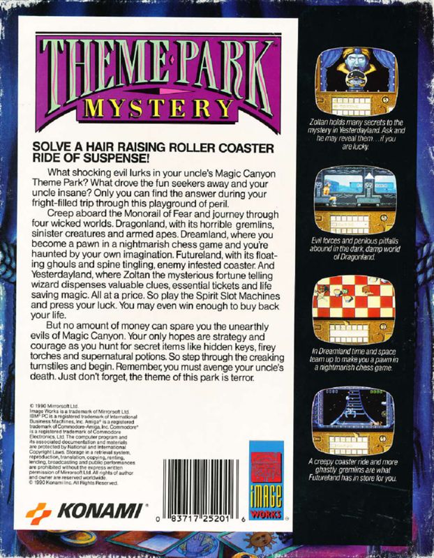 Back Cover for Theme Park Mystery (DOS) (Dual-media release)