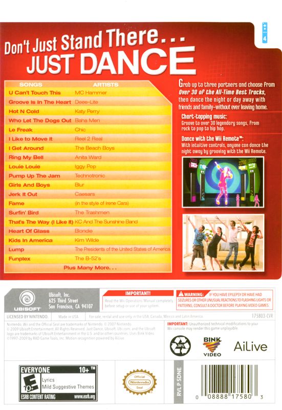 Back Cover for Just Dance (Wii)