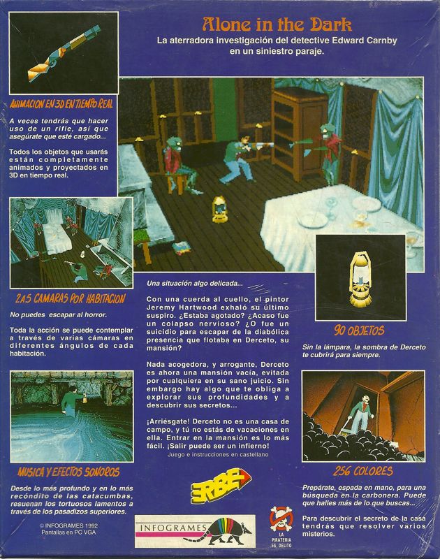 Back Cover for Alone in the Dark (DOS)