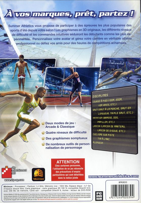 Back Cover for Summer Athletics: The Ultimate Challenge (Windows)