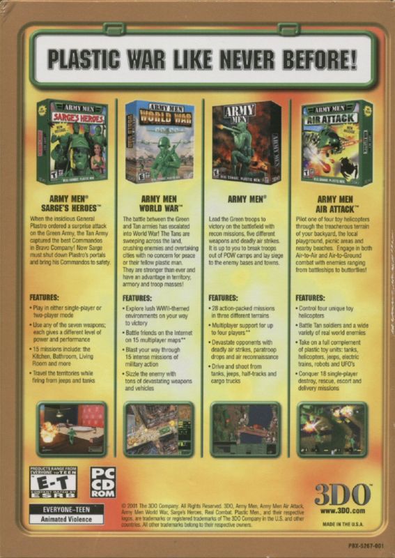 Back Cover for Army Men Value Pack 2 (Windows)