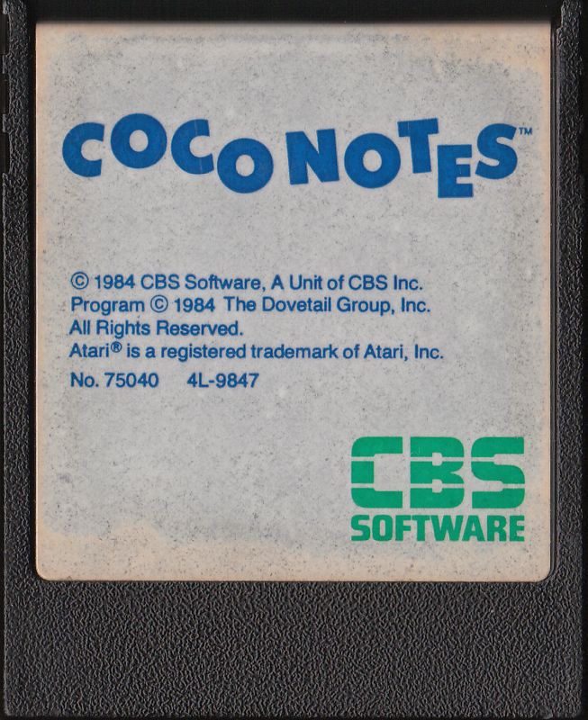 Media for Coco Notes (Atari 8-bit): Back