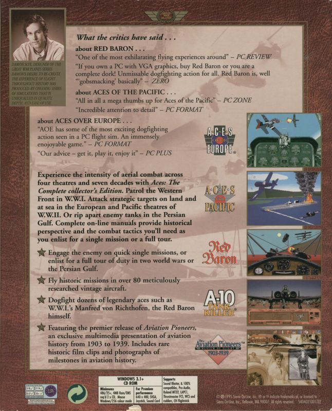 Back Cover for Aces: The Complete Collector's Edition (Windows 3.x)