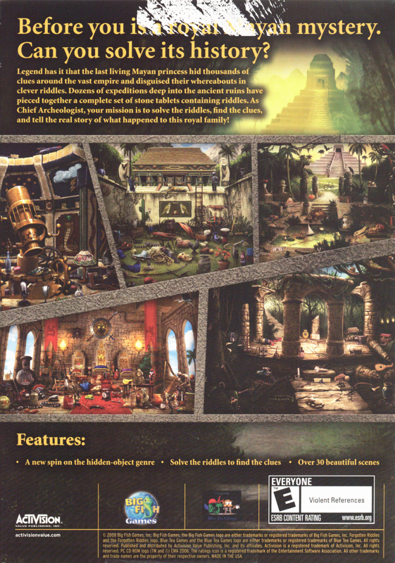 Back Cover for Forgotten Riddles: The Mayan Princess (Windows)