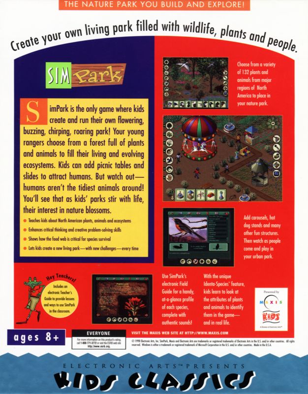 Back Cover for SimPark (Windows) (Kids Classics re-release)