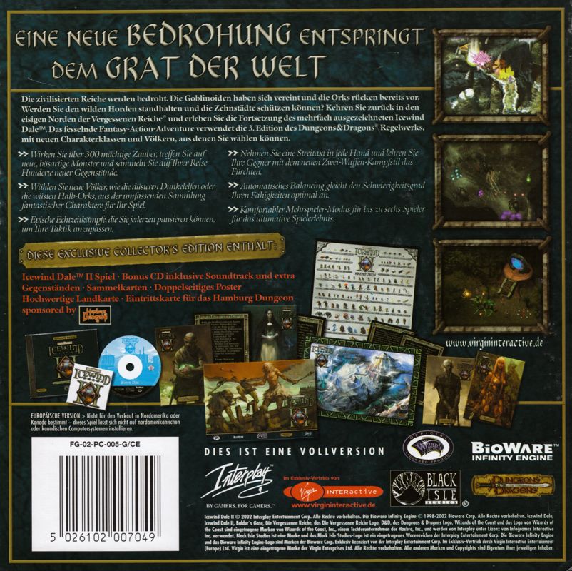 Back Cover for Icewind Dale II (Collector's Edition) (Windows)