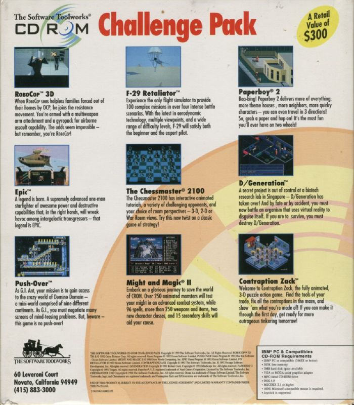 Back Cover for The Software Toolworks CD ROM Challenge Pack (DOS)