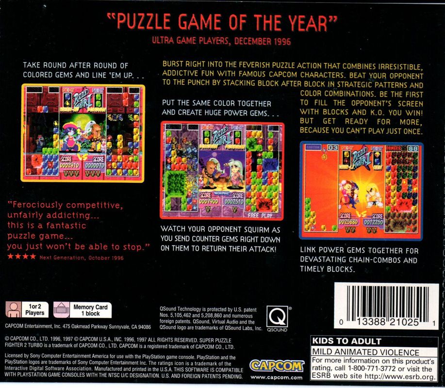 Back Cover for Super Puzzle Fighter II Turbo (PlayStation)