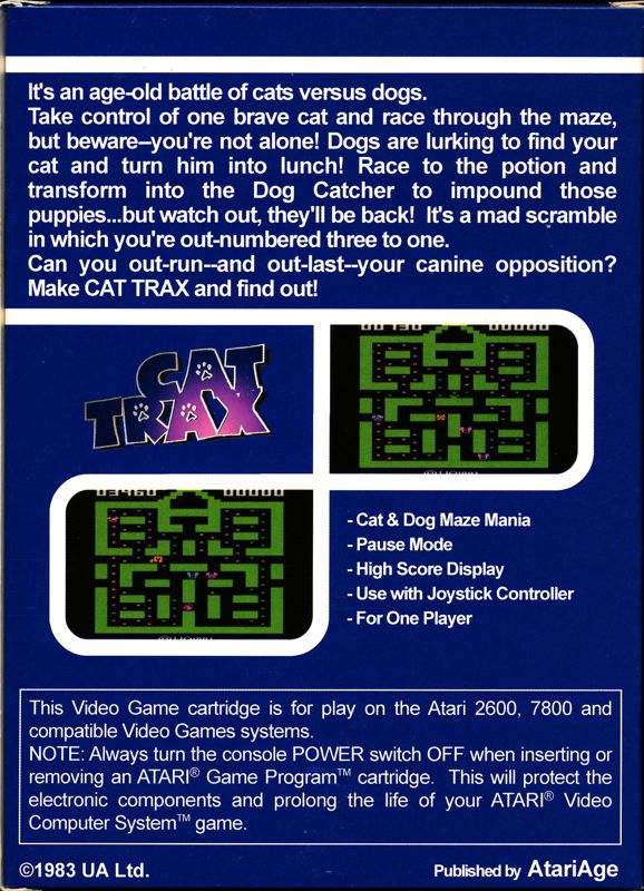 Back Cover for Cat Trax (Atari 2600)