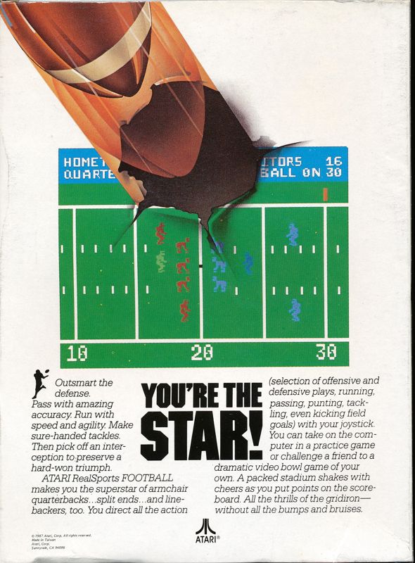 Back Cover for RealSports Football (Atari 8-bit)