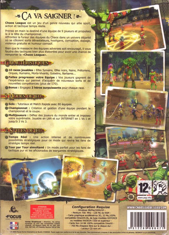 Back Cover for Chaos League (Windows)