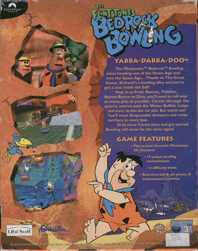 Back Cover for The Flintstones: Bedrock Bowling (Windows)