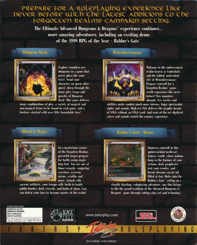 Back Cover for Forgotten Realms: The Archives - Collection Three (DOS and Windows)