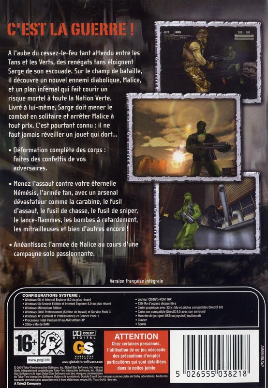 Back Cover for Army Men: Sarge's War (Windows)